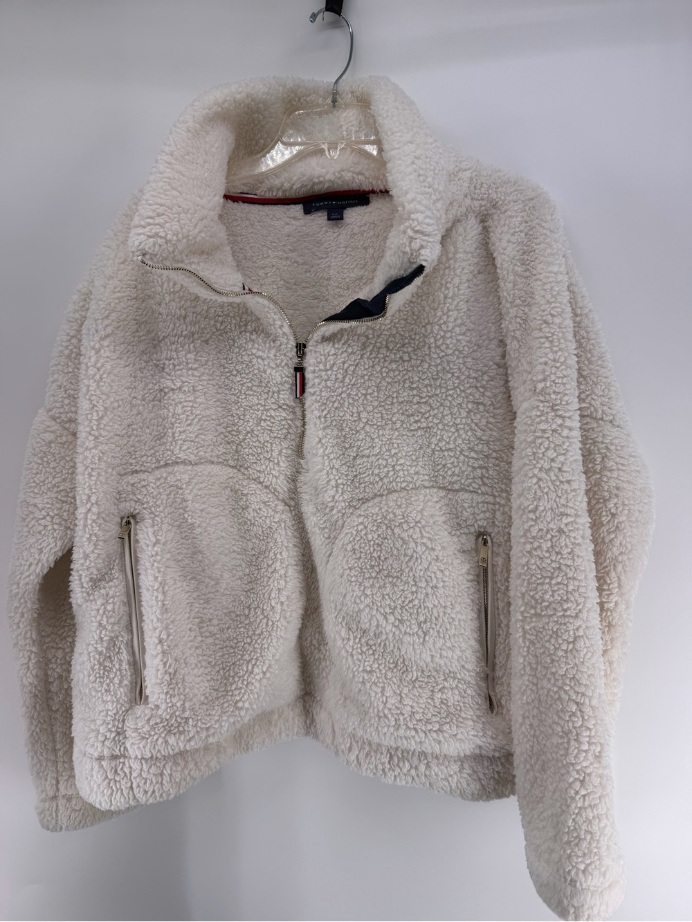 Tommy Hilfiger Cream Sherpa Zip-Up Jacket
